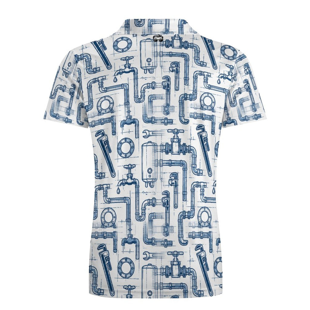 General Contractor Plumber Polo UPF50+ 180gsm Cooling Polyester Men's  Shop plumber polos and shirts with bold plumbing-inspired patterns featuring tools, pipes, wrenches, and trade designs