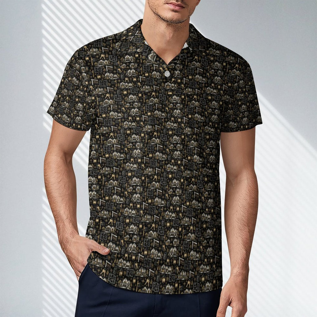 Men's Realtor Shirt UPF50+ 180gsm Cooling Polyester Men's POLO T-shirt Stand out at showings, open houses and closings in this iconic golf polo featuring a bold real estate pattern.