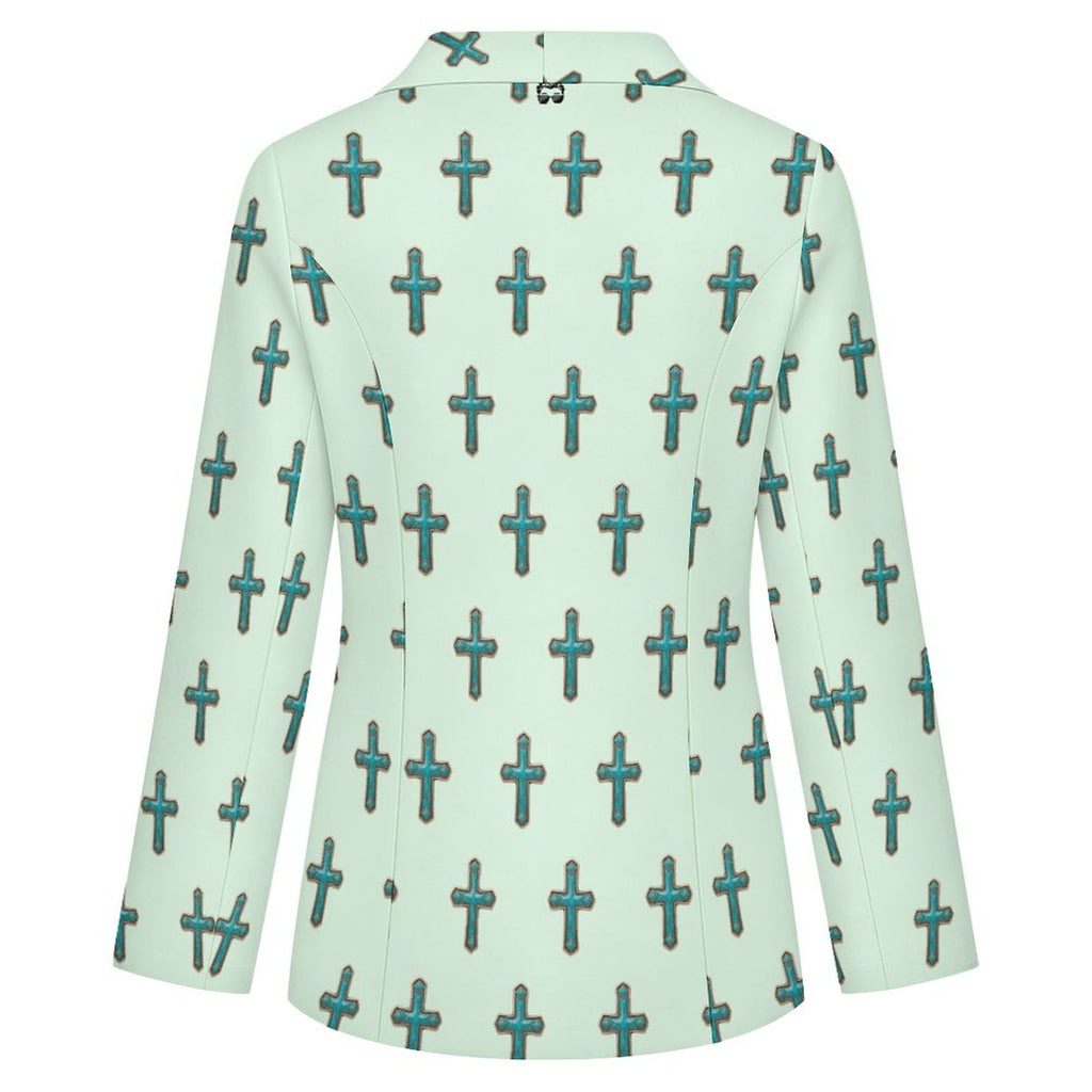 Women's Tourqoise Cross Western Blazer