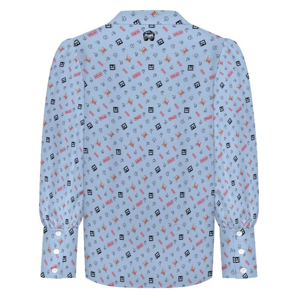 Women's REALTOR Satin Lantern Sleeve Realtor  Long Sleeve Blouse(All-Over Printing)