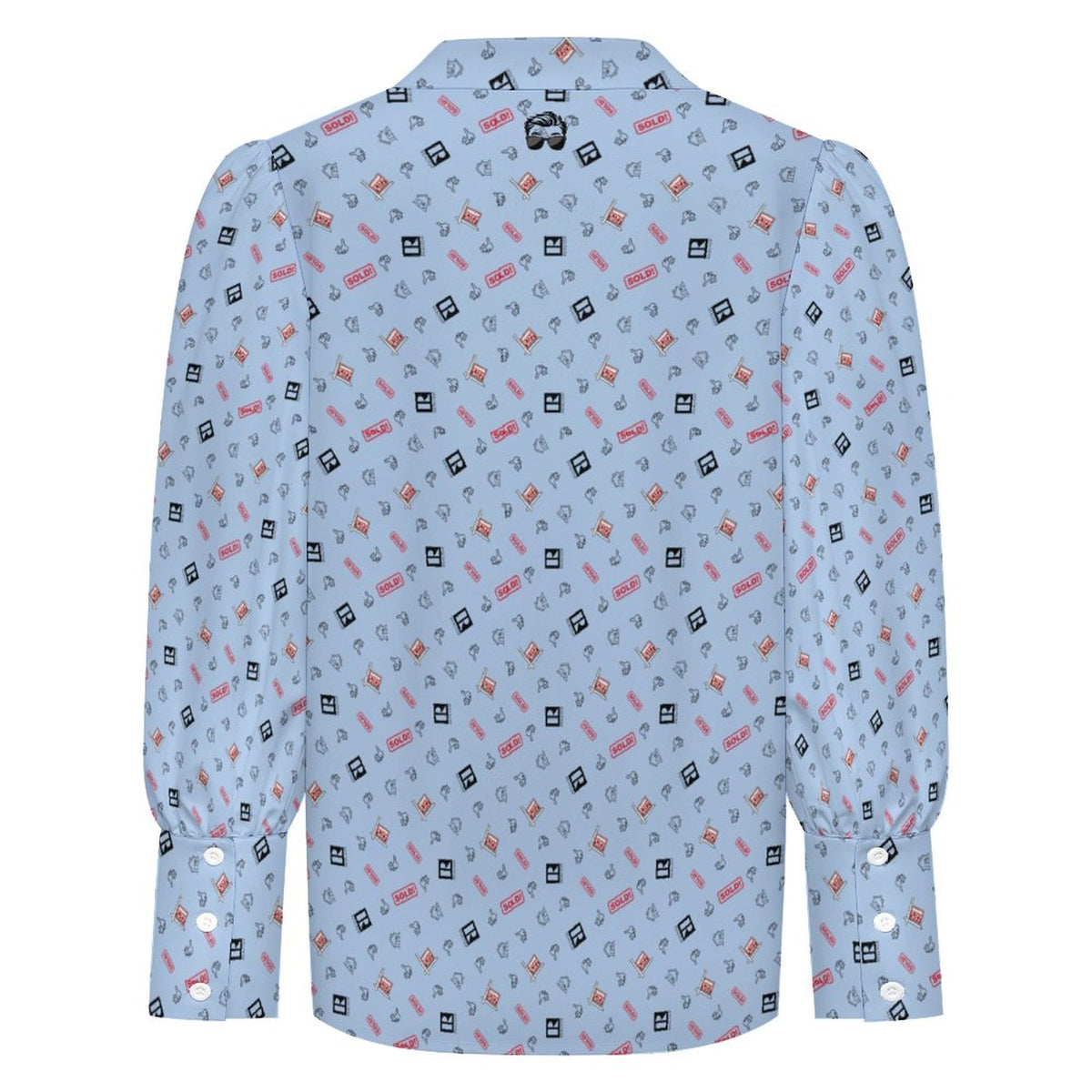 Women's REALTOR Satin Lantern Sleeve Realtor  Long Sleeve Blouse(All-Over Printing)