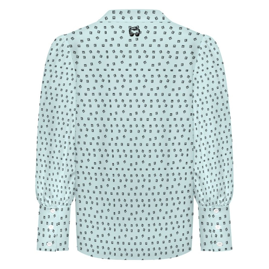 Women's Satin Lantern Sleeve Realtor Long Sleeve Blouse Stand out at showings, open houses and closings in this men’s Realtor silk blouse featuring a bold real estate pattern.