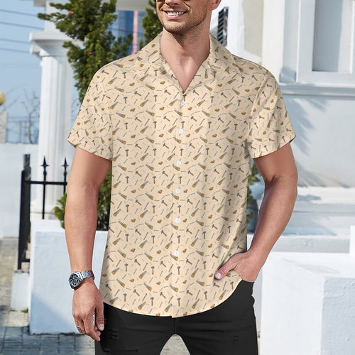 Carpenter Shirt Short Sleeve Cuban Collar Shirt(All-Over Printing)