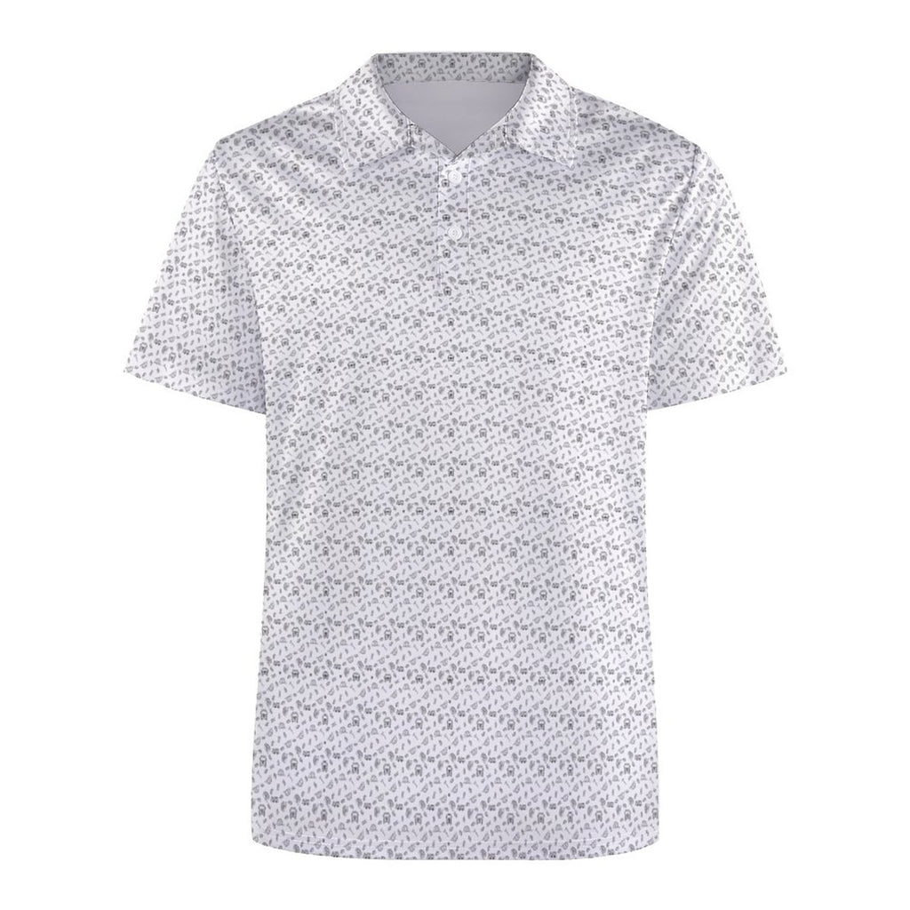 Black and white Fireman Polo Shirts with All-Over printing Design Straight