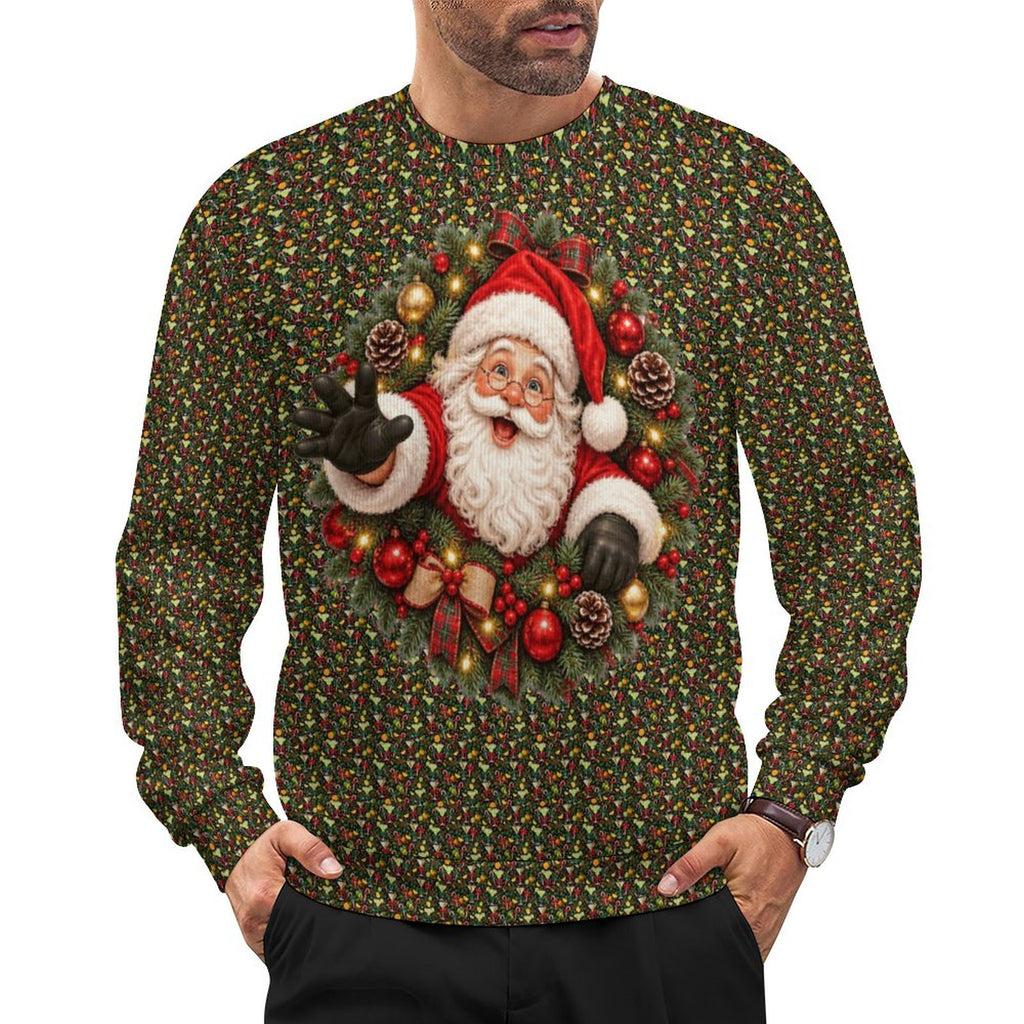 Old St. Nick Ugly Christmas Sweater Oversized Thick Pullover Sweater(All-Over Printing)
