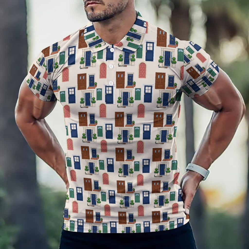 Realtor Shirt  Doors Polo Stand out at showings, open houses and closings in this iconic golf polo featuring a bold real estate pattern.