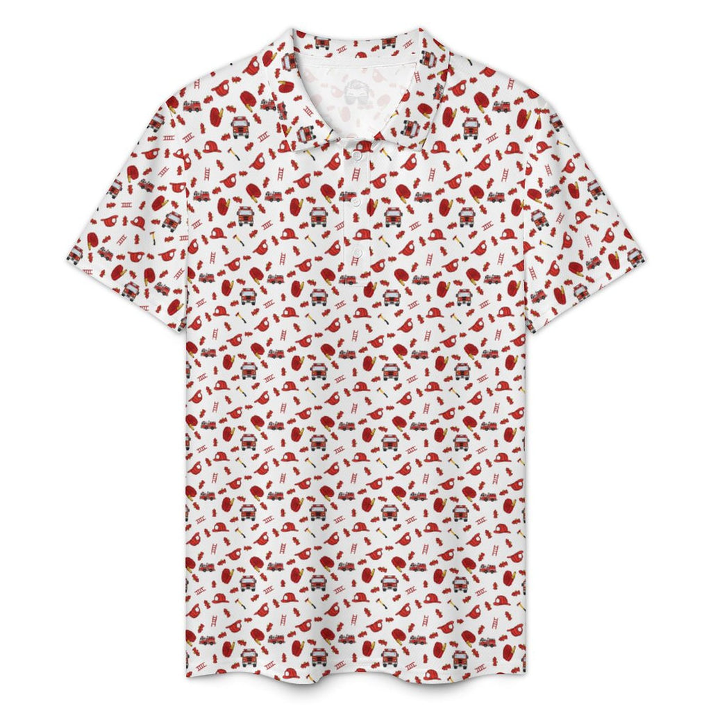 Men's Fireman POLO Shirt  Red White(All-Over Printing)