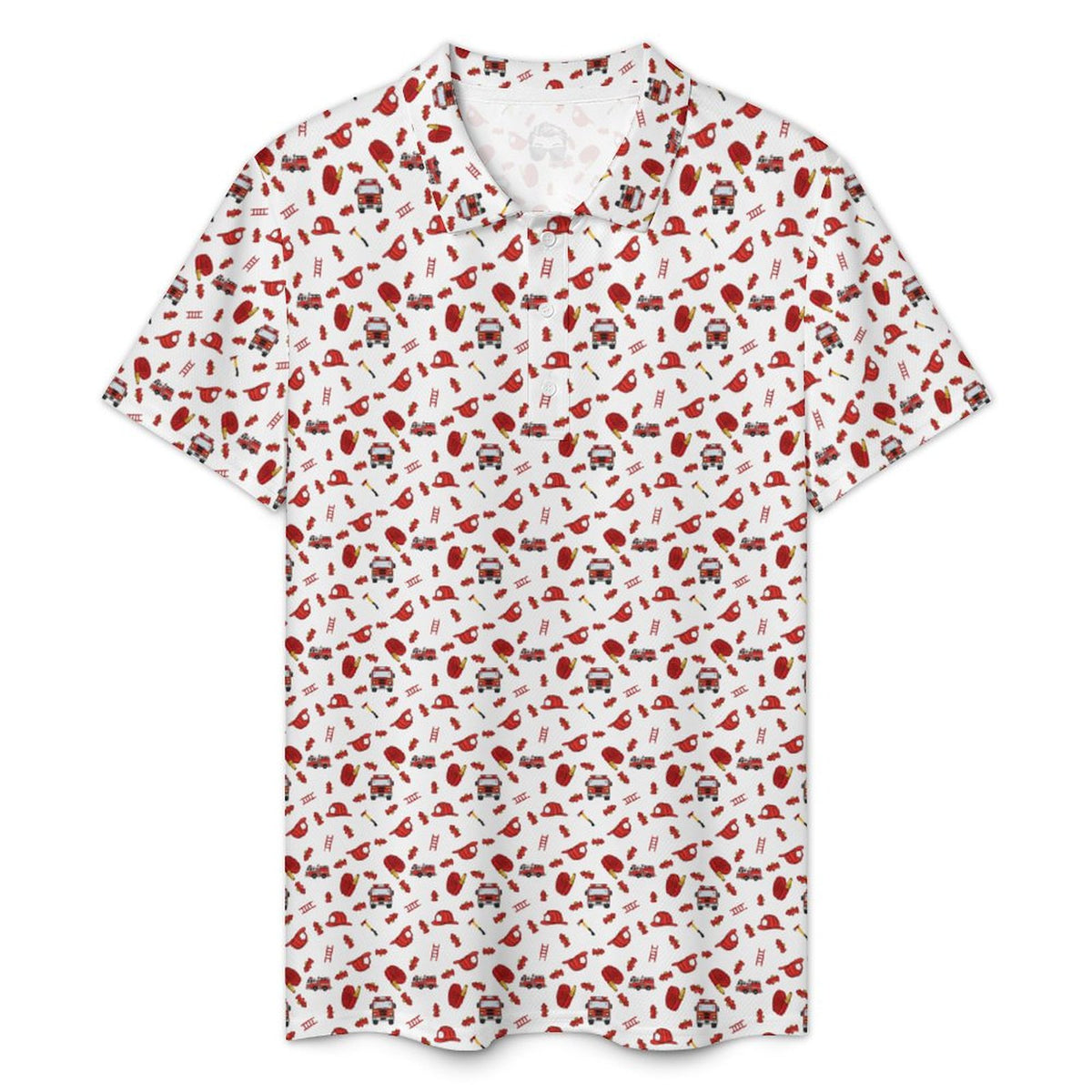Men's Fireman POLO Shirt  Red White(All-Over Printing)