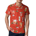 Men's Christmas Cocktails Cotton POLO Shirts Short Sleeve for Men( Red)