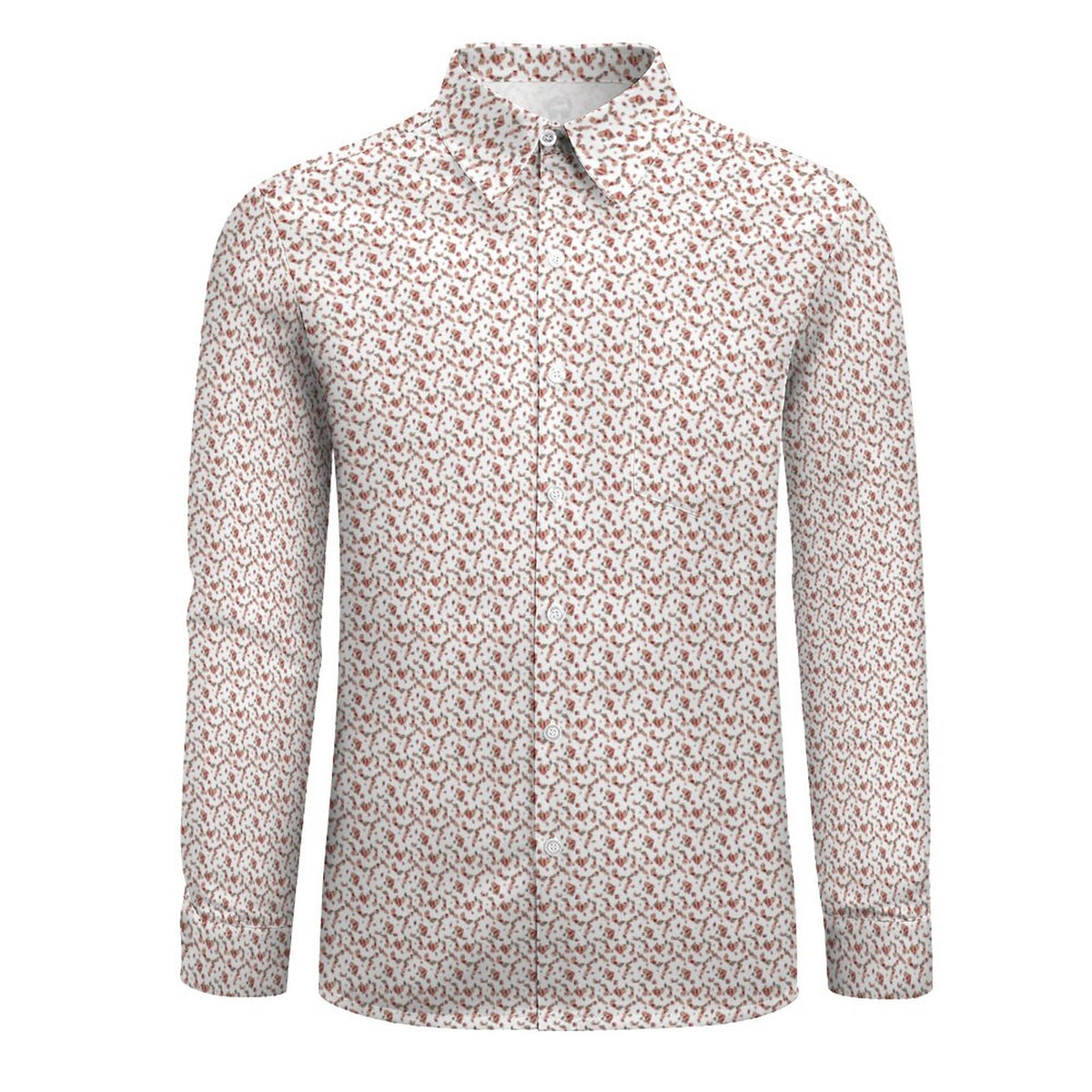 Mrs. Claus Pinup Girl Casual Long-Sleeve Christmas Shirt for Men(All-Over Printing)
