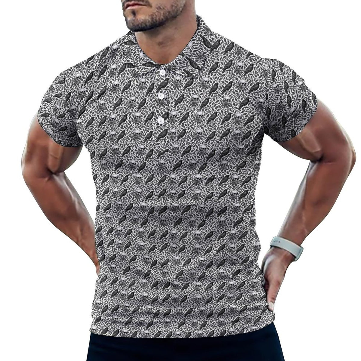 Ravens and Skulls Golf Polo Shirt Halloween