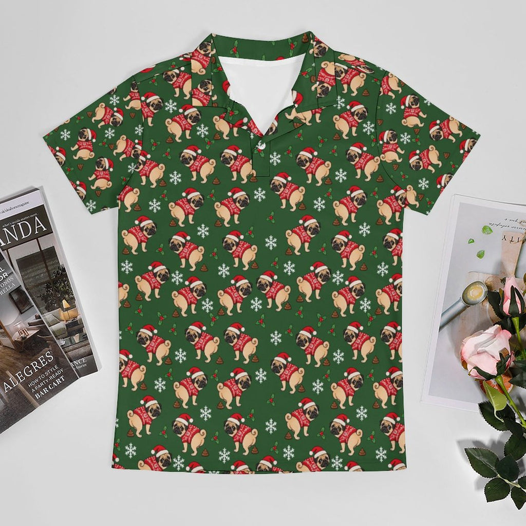 Ugly Christmas Sweater Cotton POLO Shirts Short Sleeve for Men(All-Over Printing)
