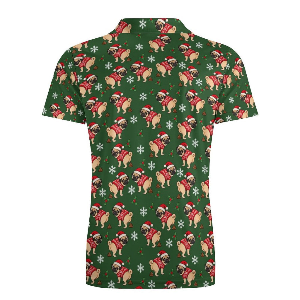 Ugly Christmas Sweater Cotton POLO Shirts Short Sleeve for Men(All-Over Printing)
