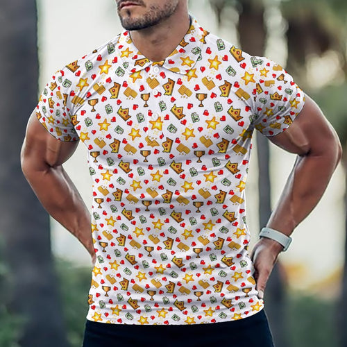 Gamer Arcade Color Polo Shirts with All-Over printing Design Straight