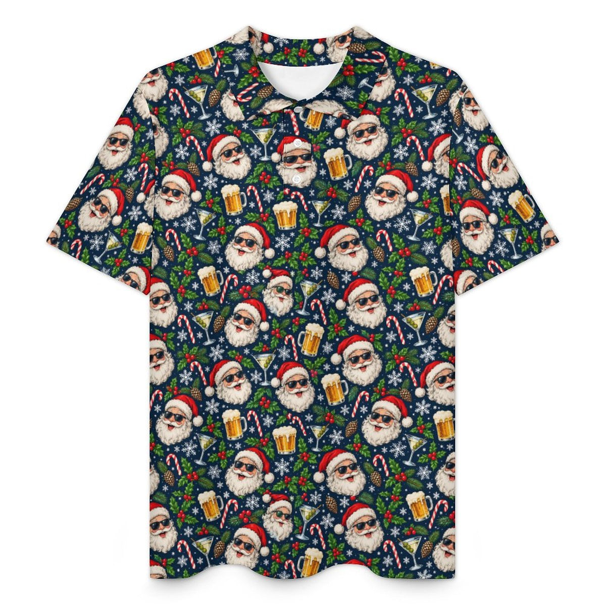 Men's Christmas Polo jolly old Saint Nick Quick Dry POLO Shirt(All-Over Printing)