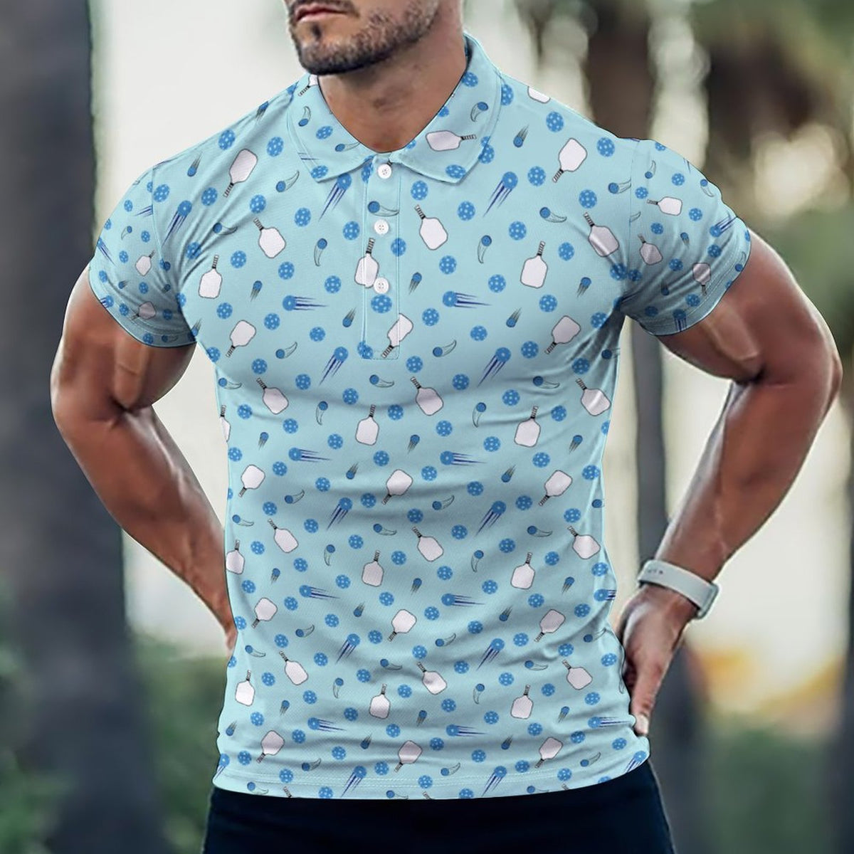Men's Pickleball Polo Shirts with All-Over printing Design Straight