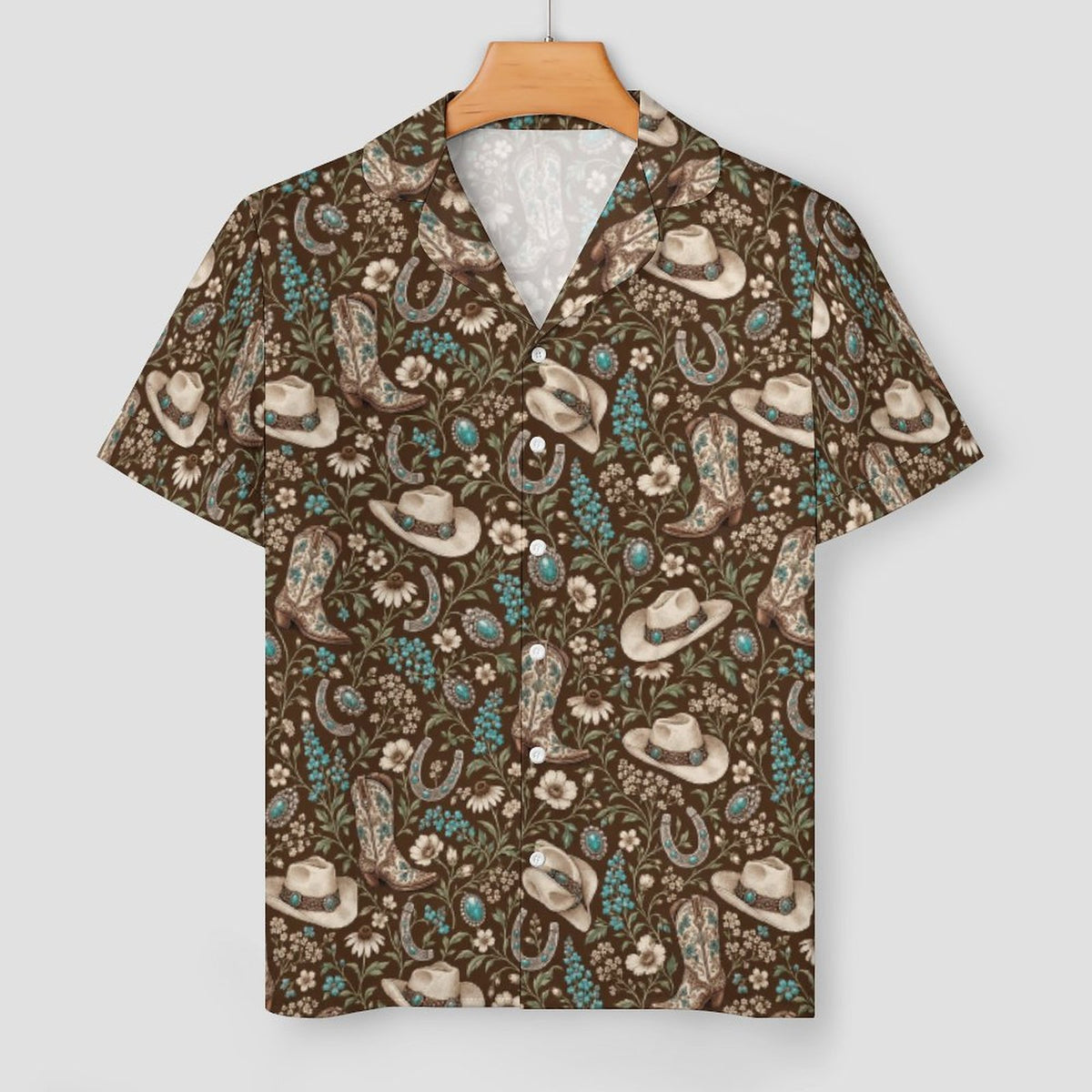 Women's Western Satin Cuban Collar Pajama Set(All-Over Printing)