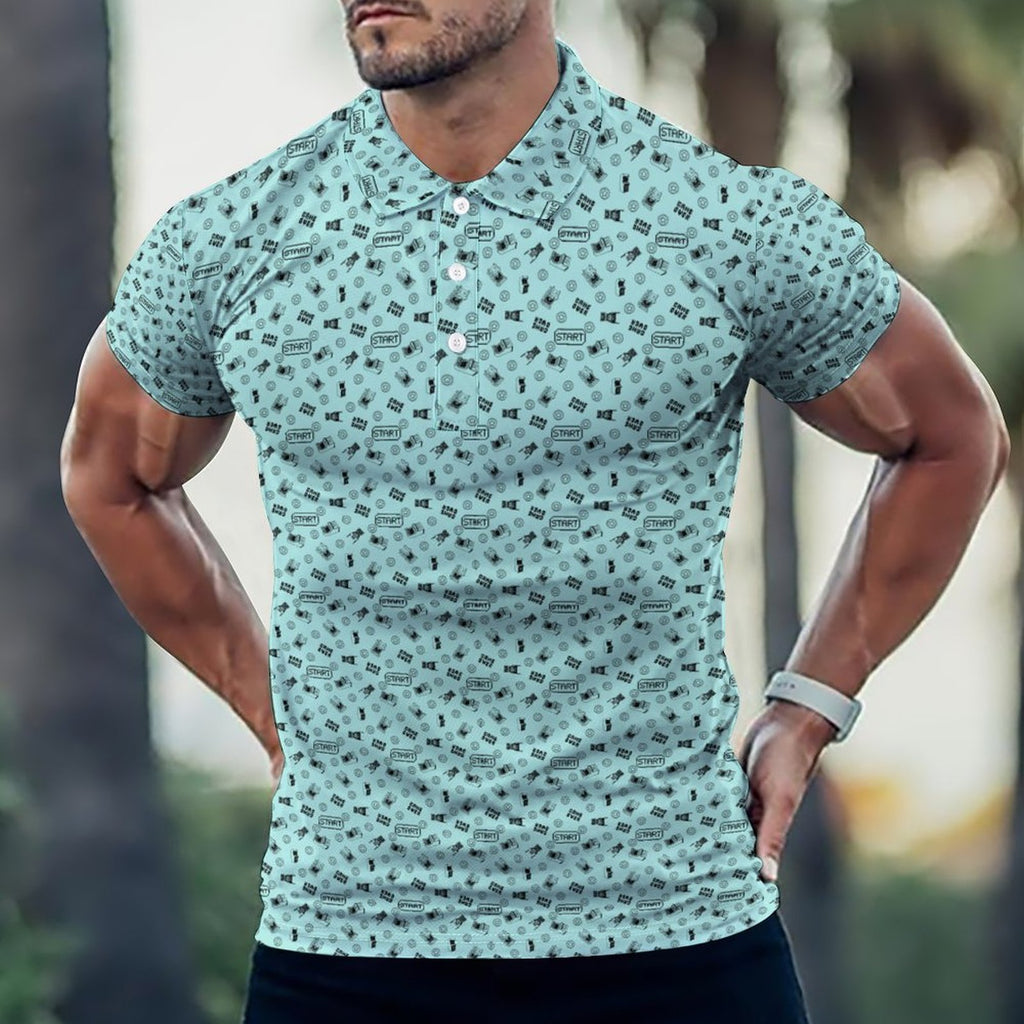 Gamer Arcade Polo Shirts with All-Over printing Design Straight