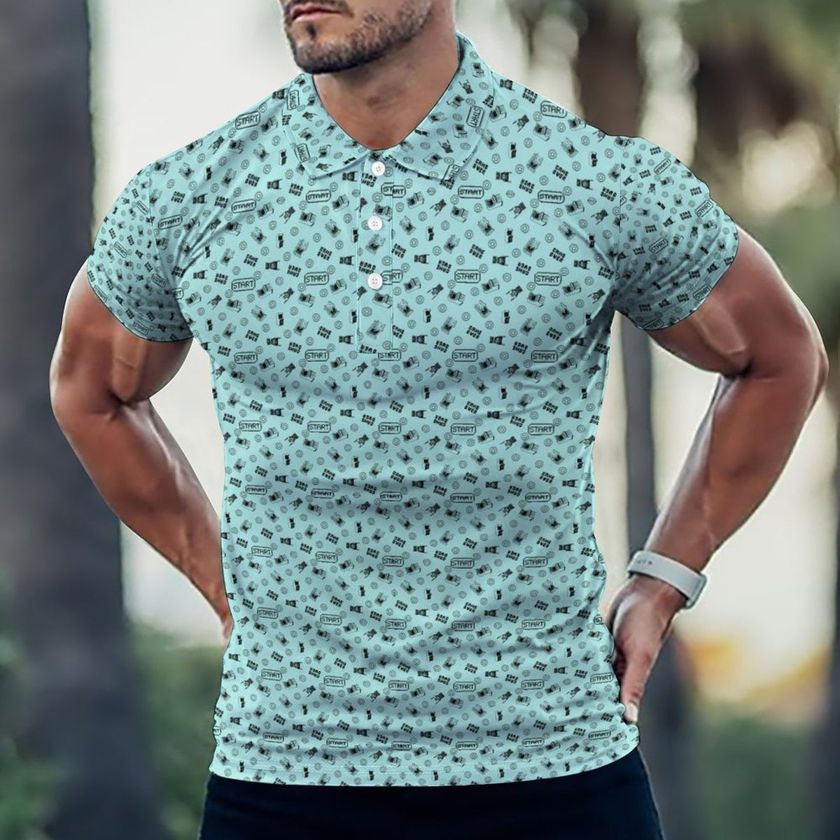 Gamer Arcade Polo Shirts with All-Over printing Design Straight