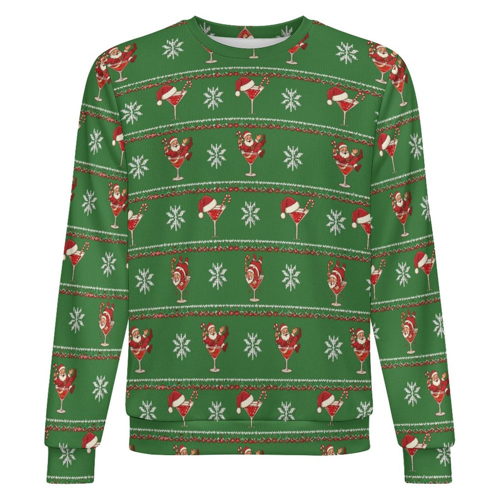 Ugly Christmas Sweater Tipsy Santa Oversized Thick Pullover Sweater(All-Over Printing)