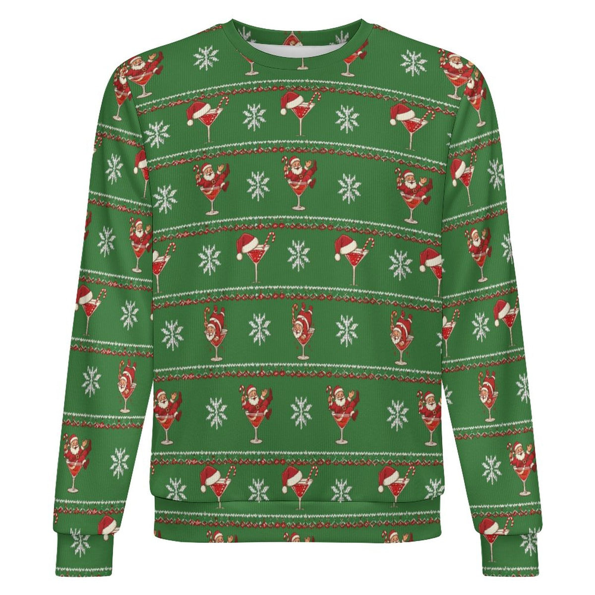 Ugly Christmas Sweater Tipsy Santa Oversized Thick Pullover Sweater(All-Over Printing)