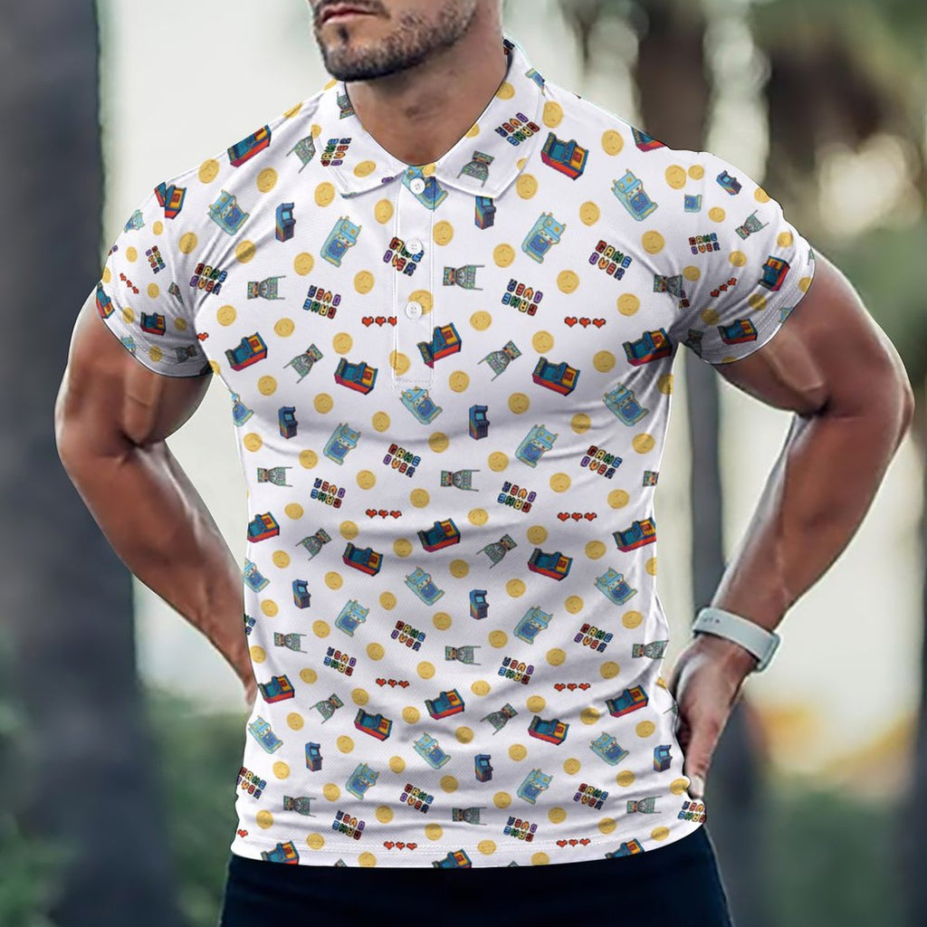 Pinball Arcade Polo Shirts with All-Over printing Design Straight