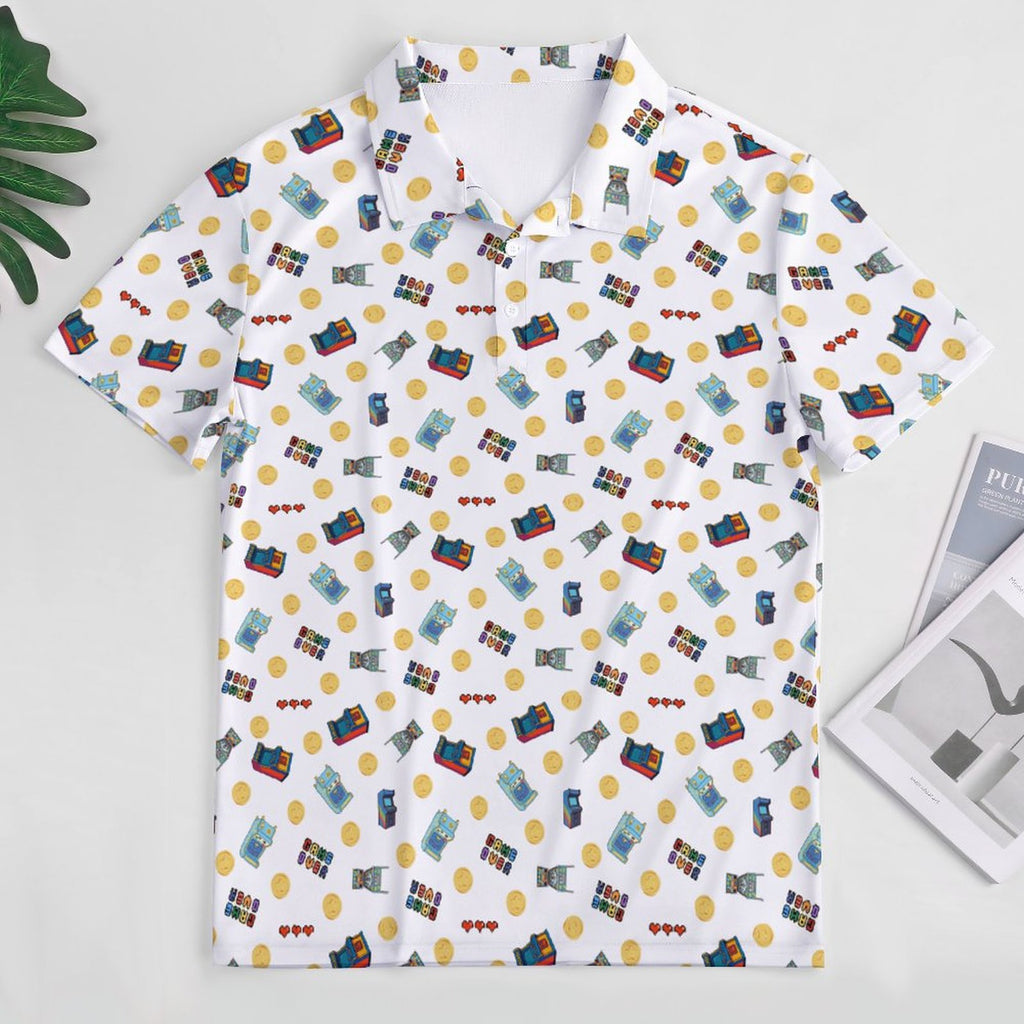 Pinball Arcade Polo Shirts with All-Over printing Design Straight
