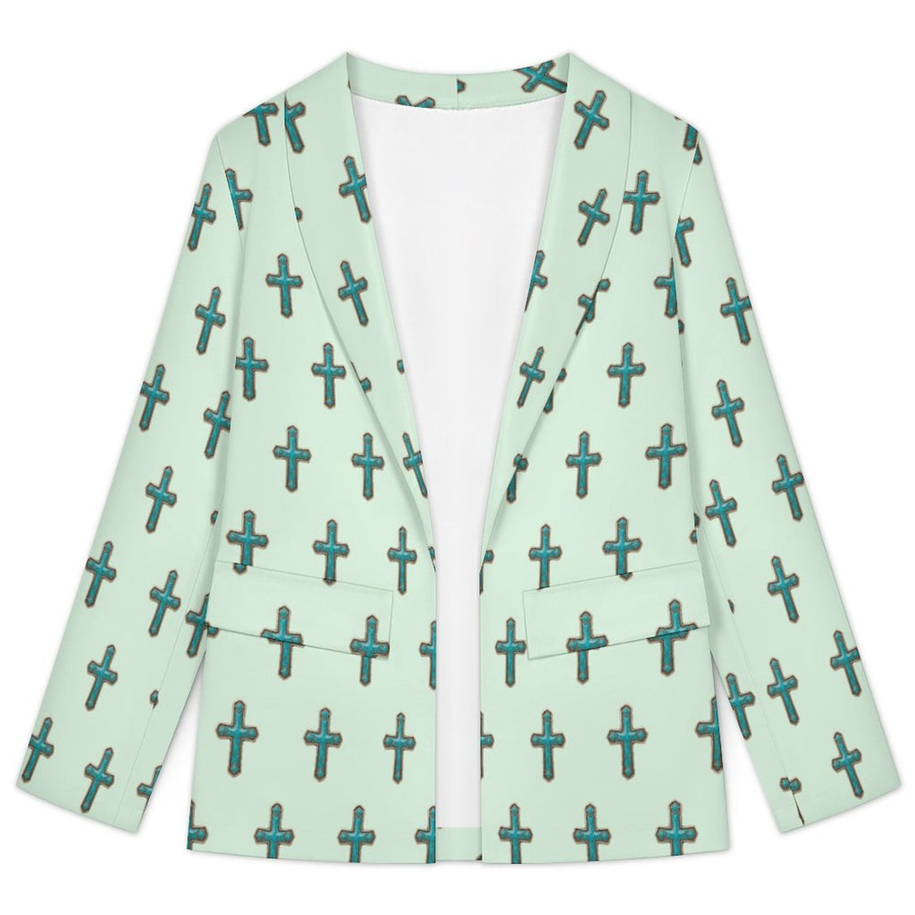Women's Tourqoise Cross Western Blazer