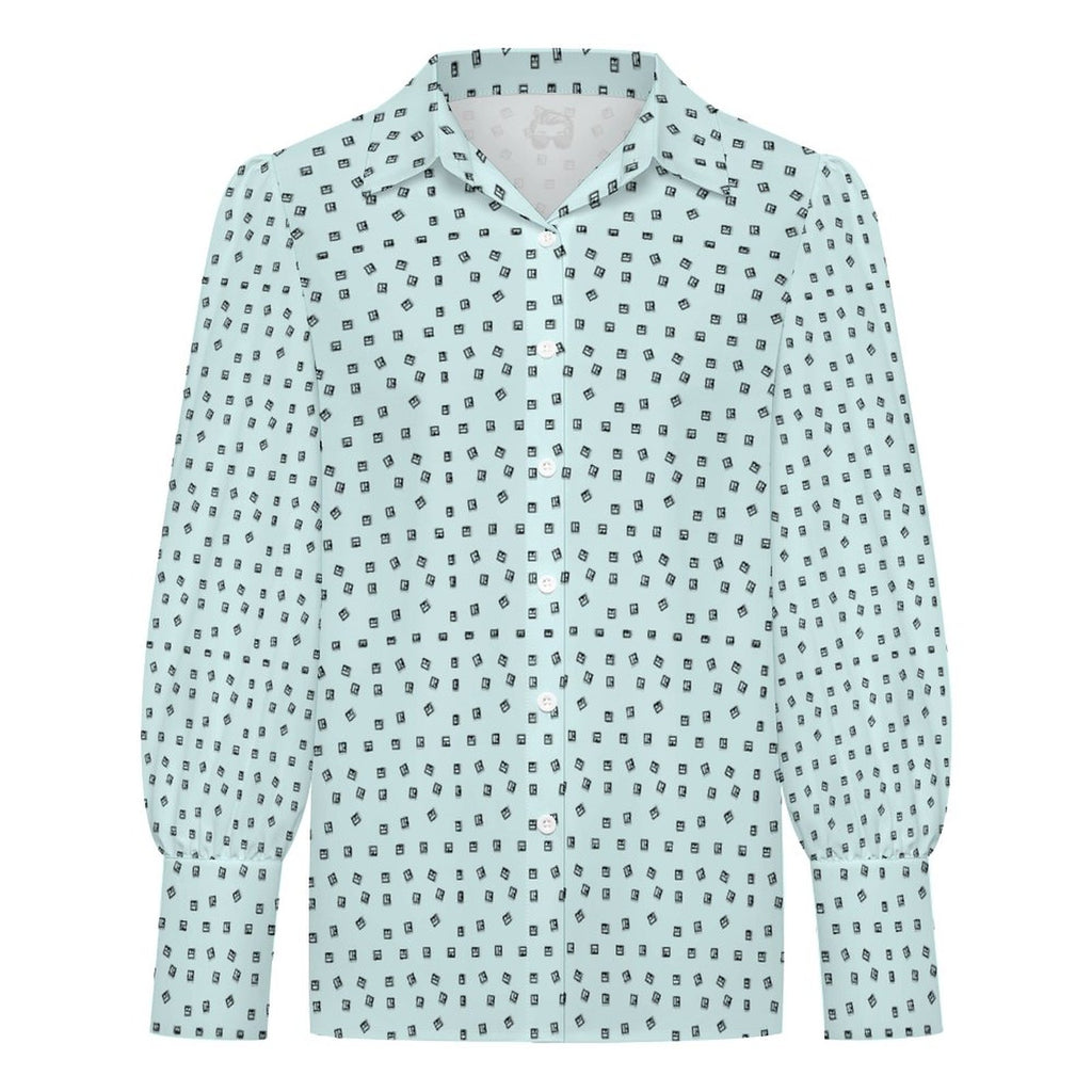Women's Satin Lantern Sleeve Realtor Long Sleeve Blouse Stand out at showings, open houses and closings in this men’s Realtor silk blouse featuring a bold real estate pattern.