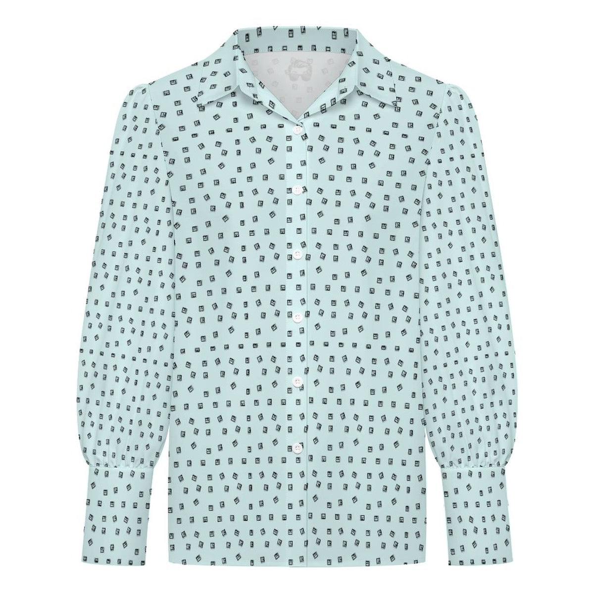 Women's Satin Lantern Sleeve Realtor Long Sleeve Blouse Stand out at showings, open houses and closings in this men’s Realtor silk blouse featuring a bold real estate pattern.