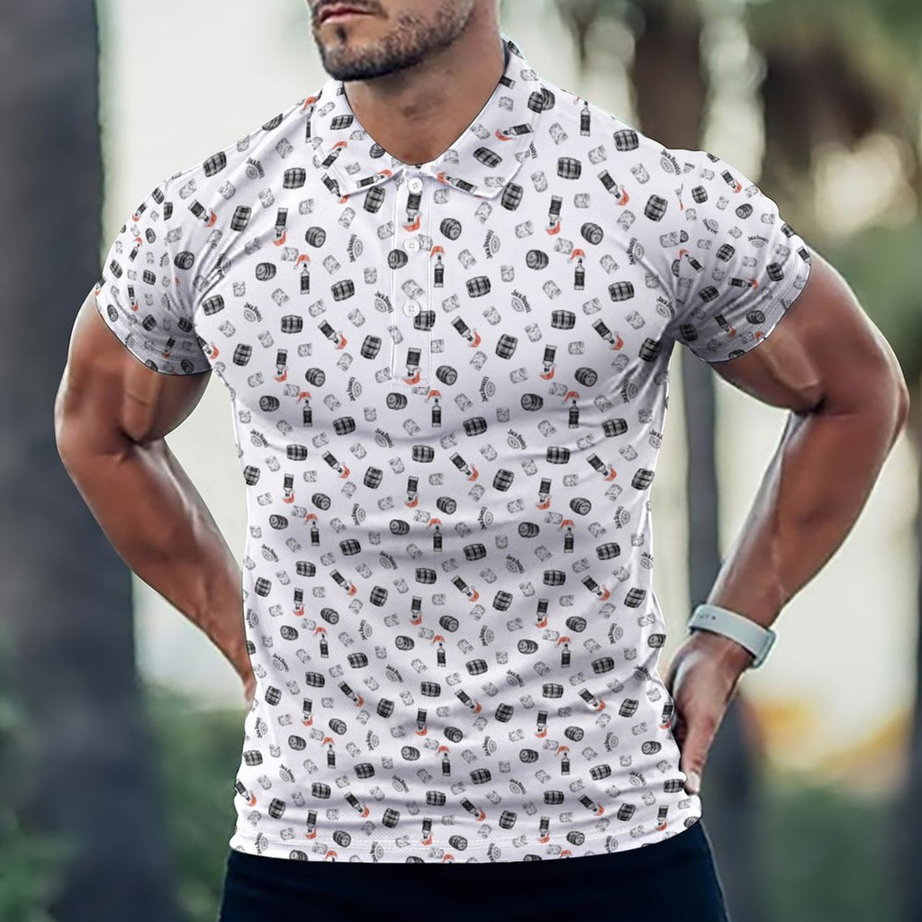 Jack Daniels Christmas Polo Shirts with All-Over printing Design Straight