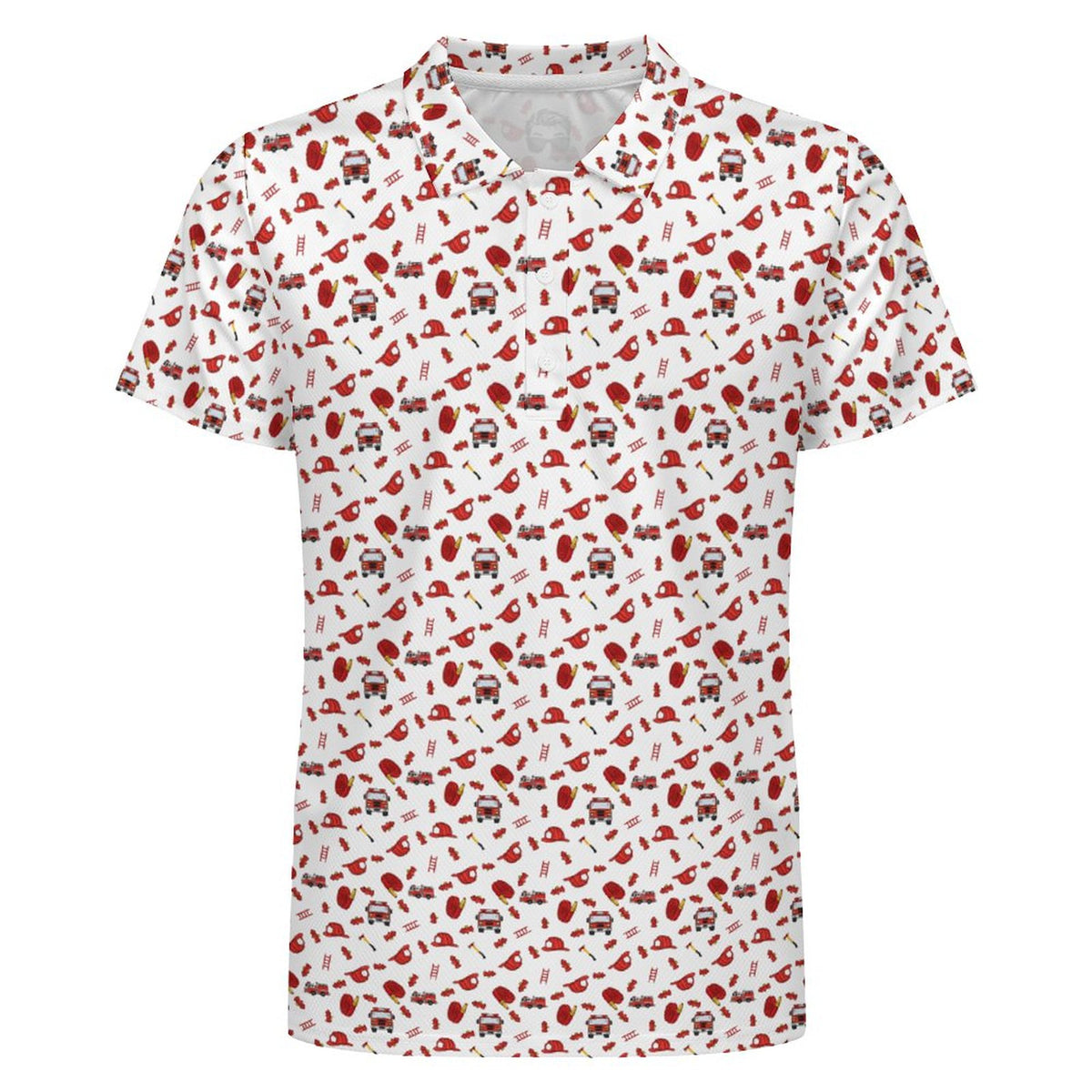 Men's Fireman POLO Shirt  Red White(All-Over Printing)