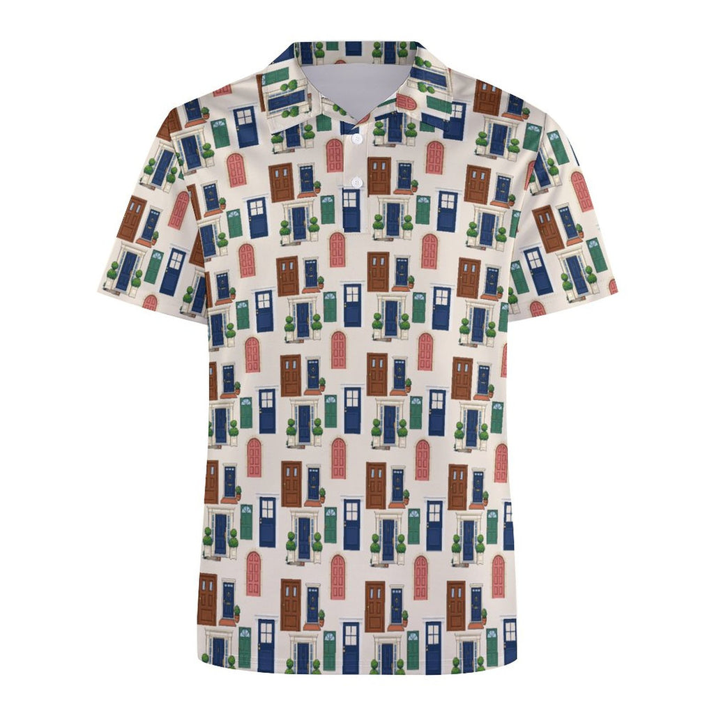 Realtor Shirt  Doors Polo Stand out at showings, open houses and closings in this iconic golf polo featuring a bold real estate pattern.