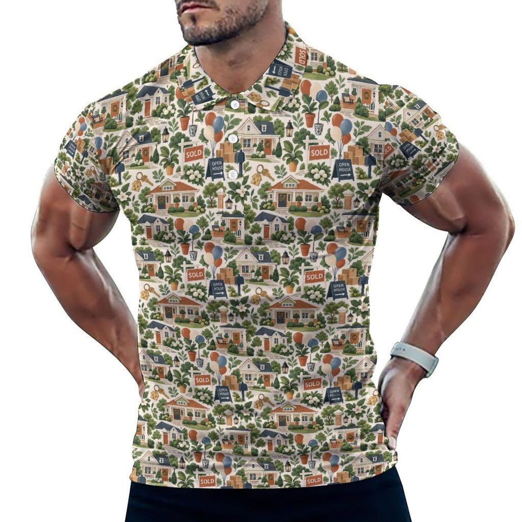 Men's Realtor POLO Shirt Stand out at showings, open houses and closings in this iconic golf polo featuring a bold real estate pattern.