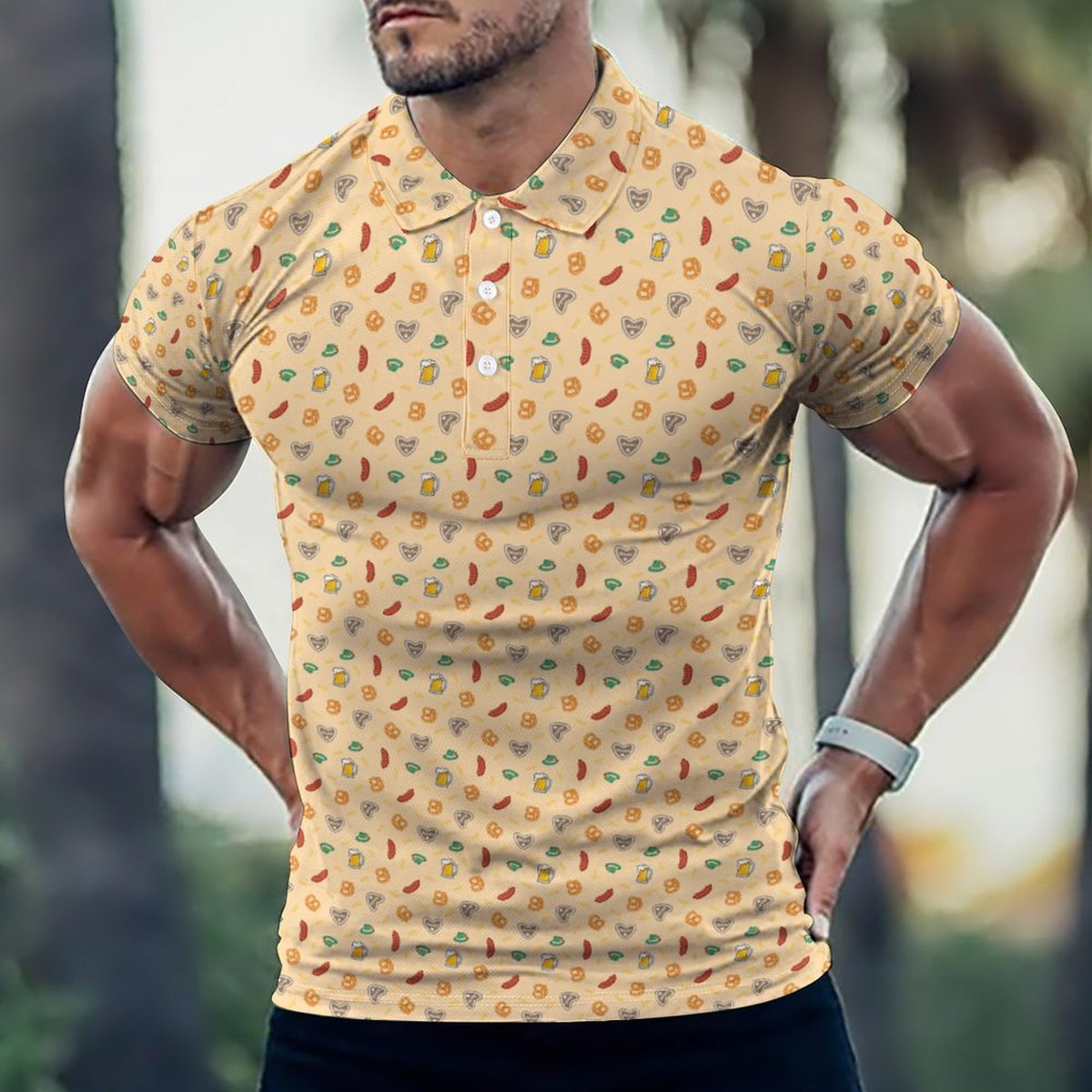 Oktoberfest Golf Polo Shirt with All-Over printing Design Straight
