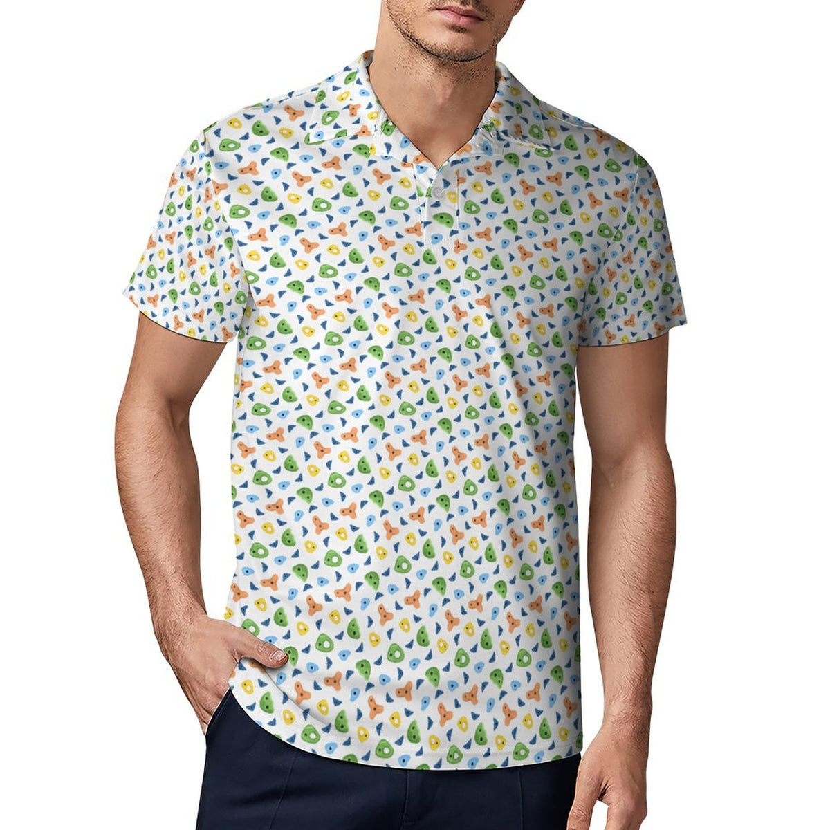 Climbing Holds UPF50+ Cooling Polyester Men's POLO T-shirt(All-Over Printing)