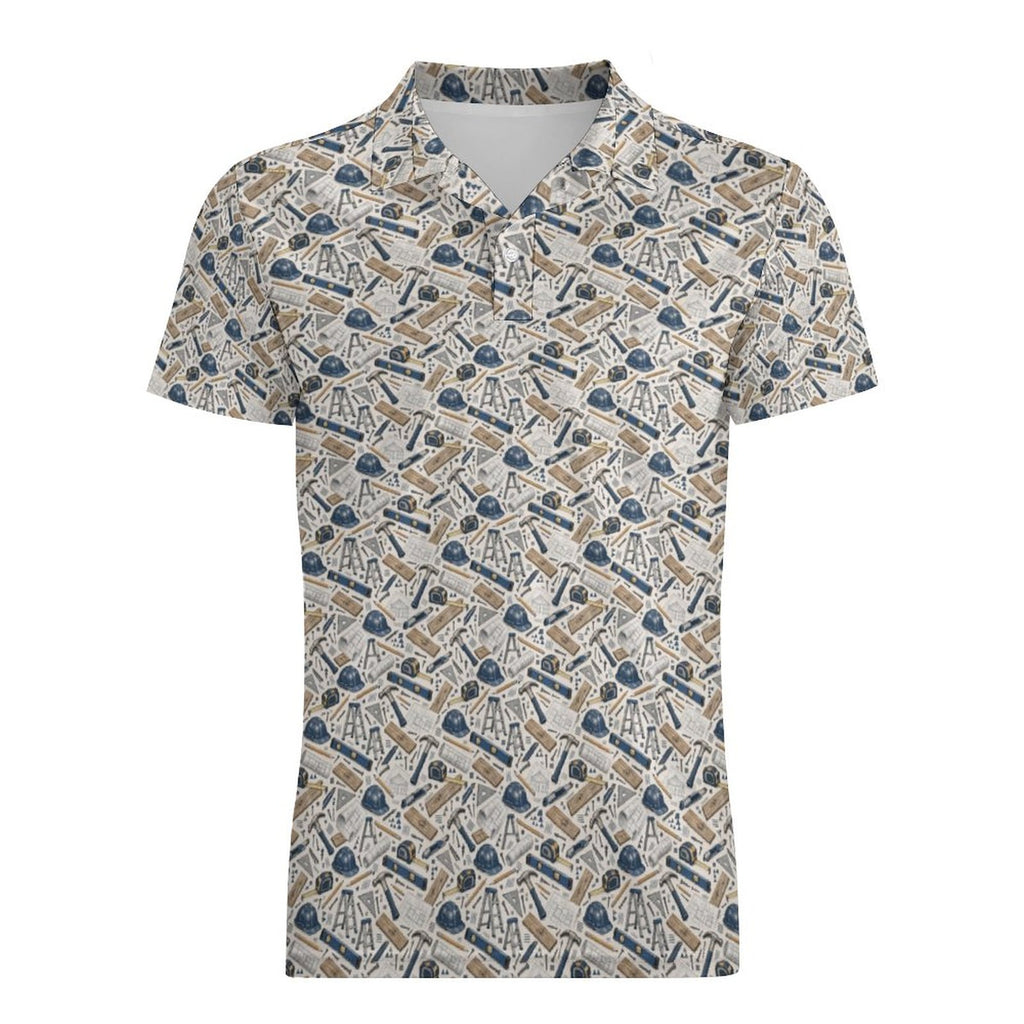 General Contractor UPF50+ 180gsm Cooling Polyester Men's POLO T-shirt Shop contractor polos and shirts featuring bold construction-inspired patterns made for builders, tradesmen, contractors, and hard