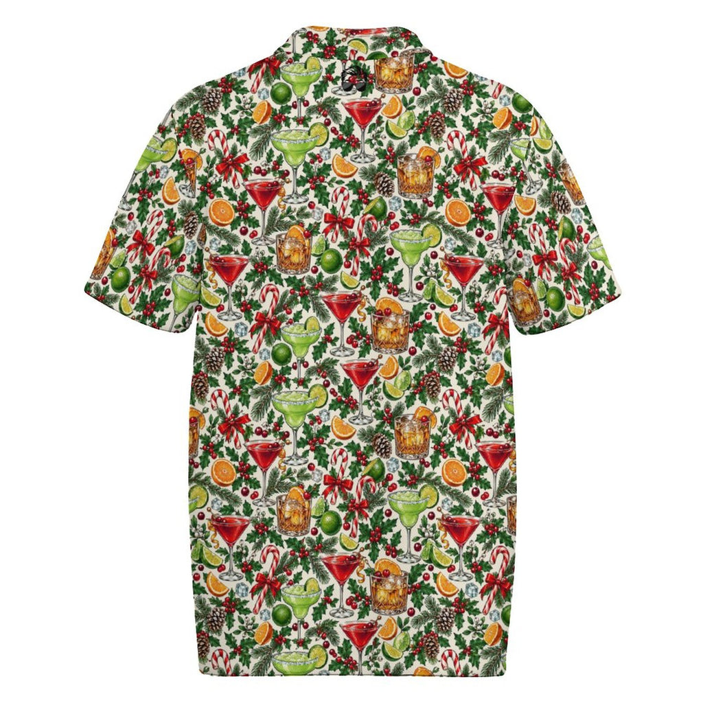 Holiday Cocktails Shirt  Men's Quick Dry POLO Shirt(All-Over Printing)