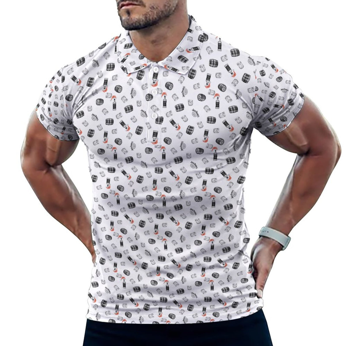 Jack Daniels Christmas Polo Shirts with All-Over printing Design Straight
