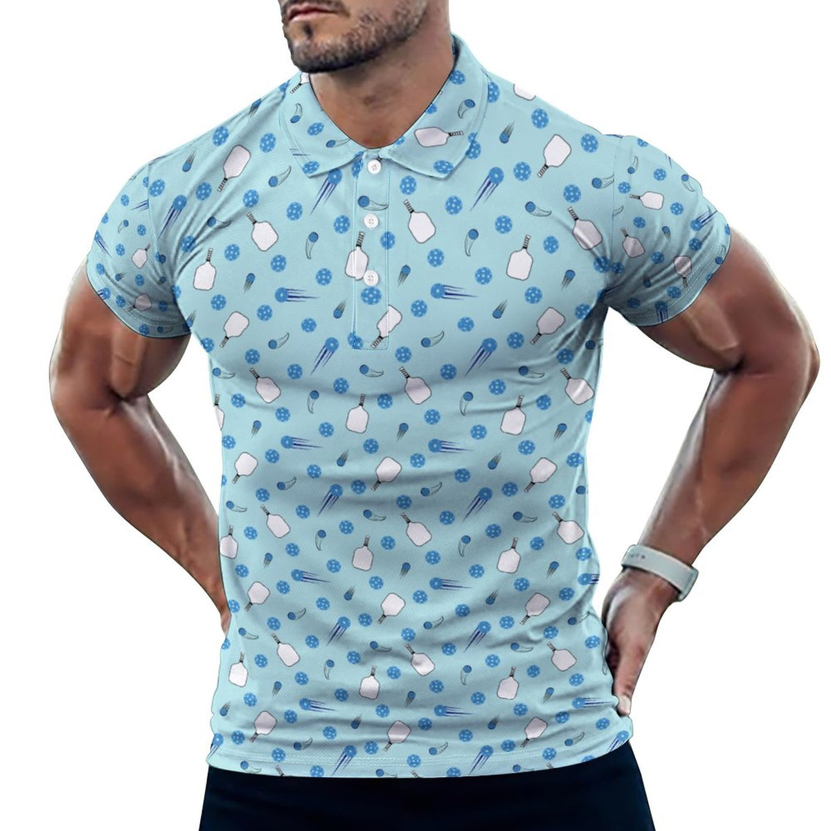 Men's Pickleball Polo Shirts with All-Over printing Design Straight