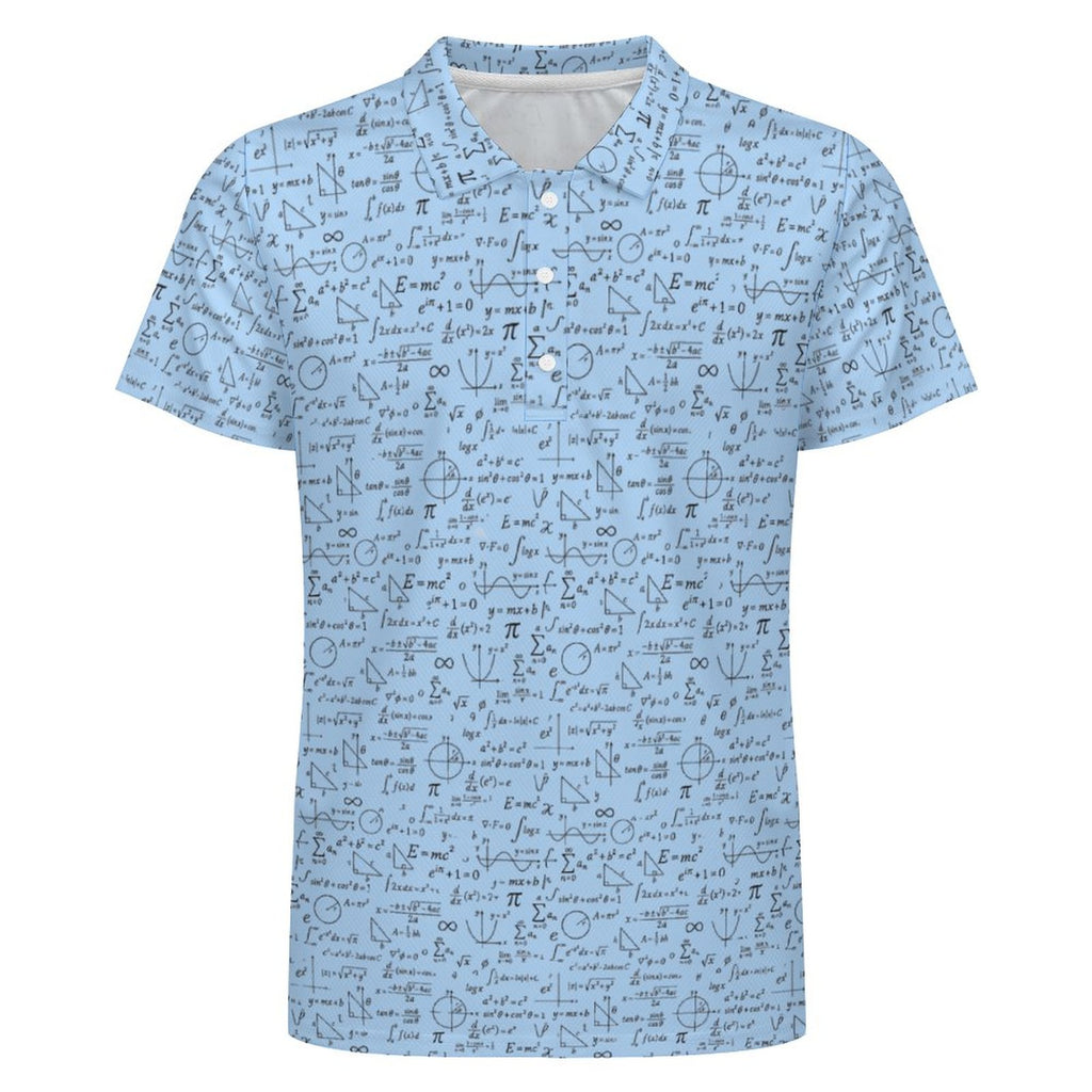 Baby Blue Math Nerd Men's Golf POLO Shirt(All-Over Printing)