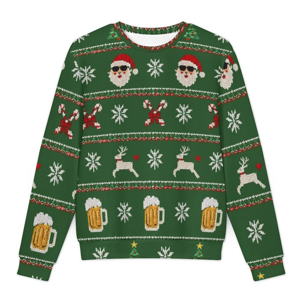 Ugly Christmas Sweater Beers Oversized Pullover Sweater(All-Over Printing)