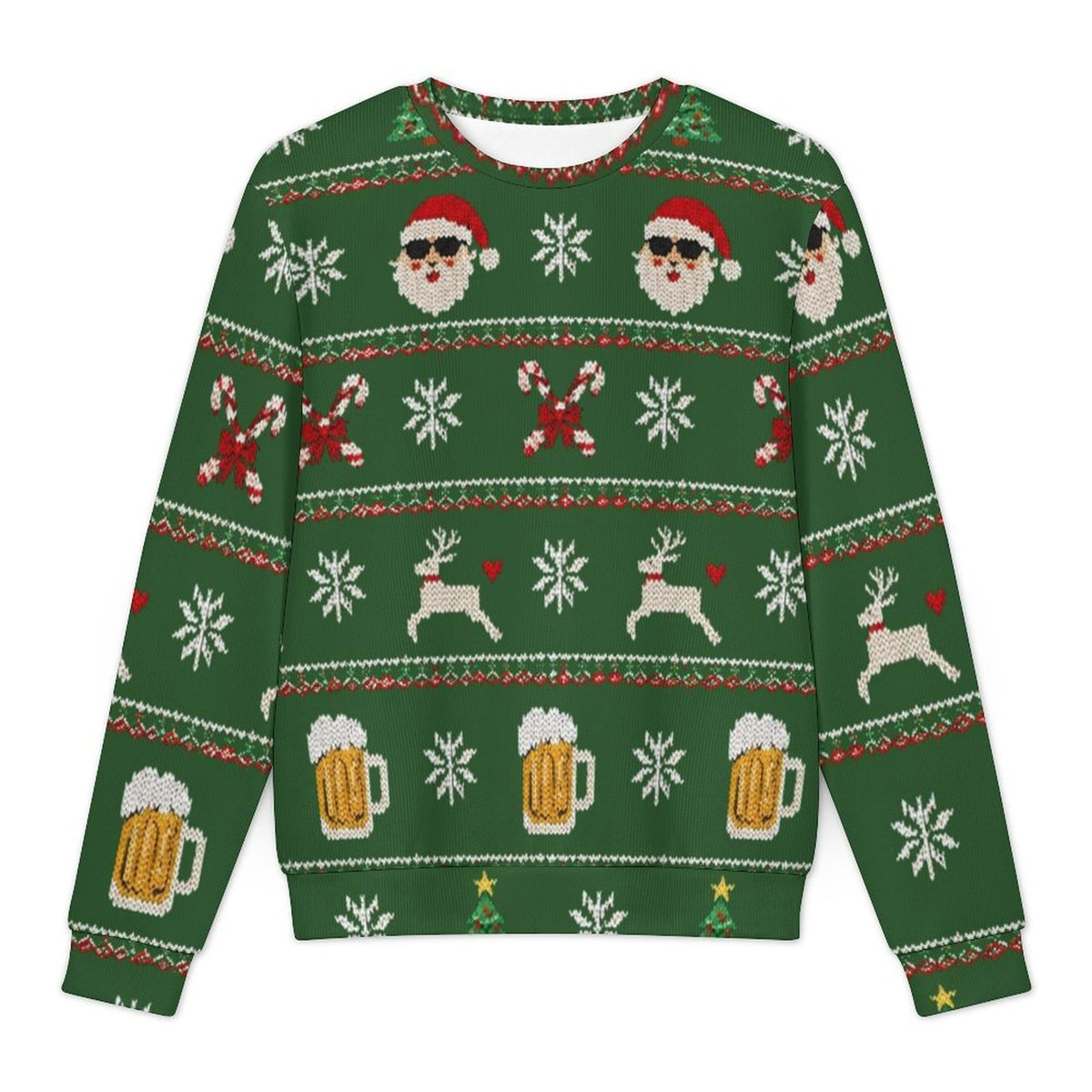 Ugly Christmas Sweater Beers Oversized Pullover Sweater(All-Over Printing)