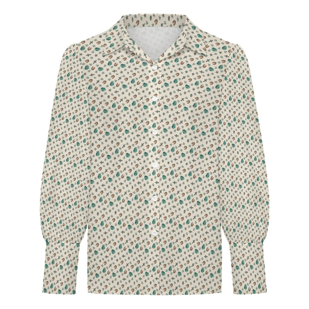 Women's Chic Western Satin Lantern Sleeve Long Sleeve Blouse(All-Over Printing)