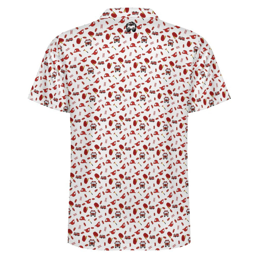 Men's Fireman POLO Shirt  Red White(All-Over Printing)