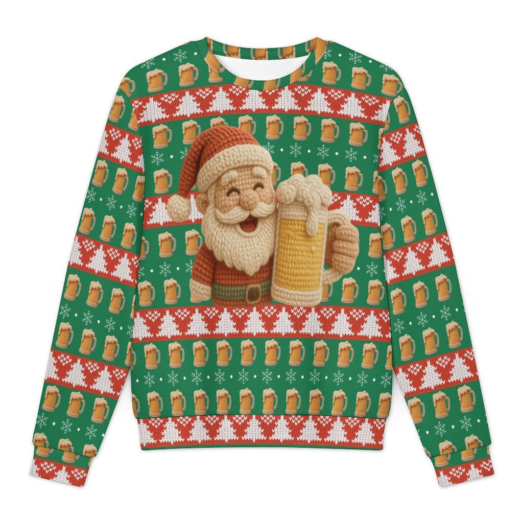 Ugly Christmas sweater Santa beer Oversized Pullover Sweater(All-Over Printing)