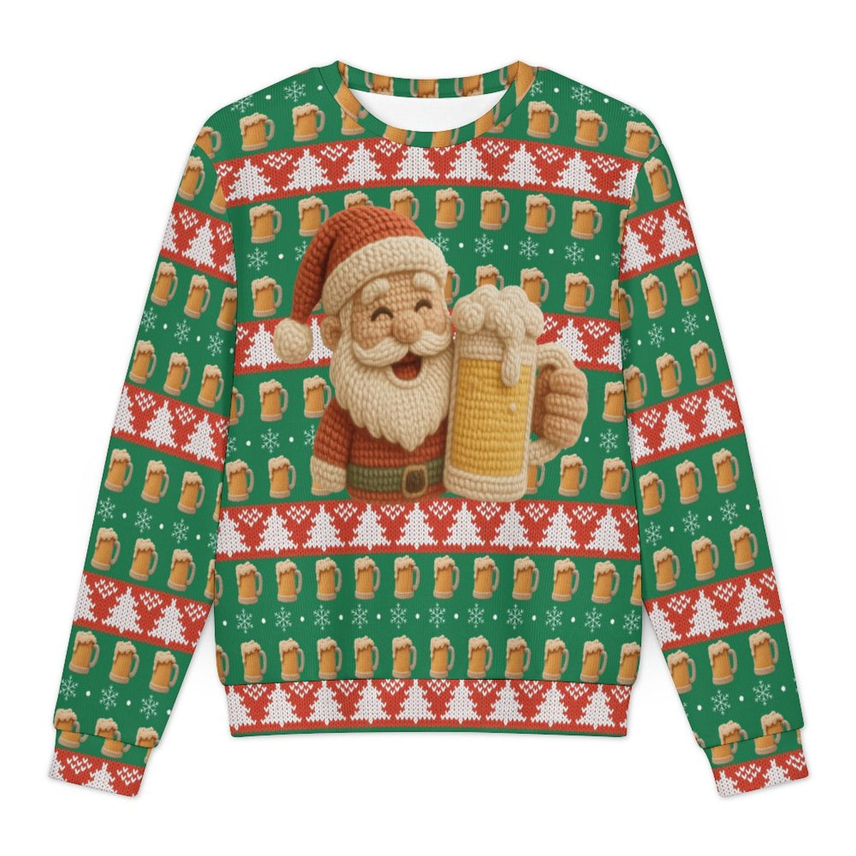 Ugly Christmas sweater Santa beer Oversized Pullover Sweater(All-Over Printing)