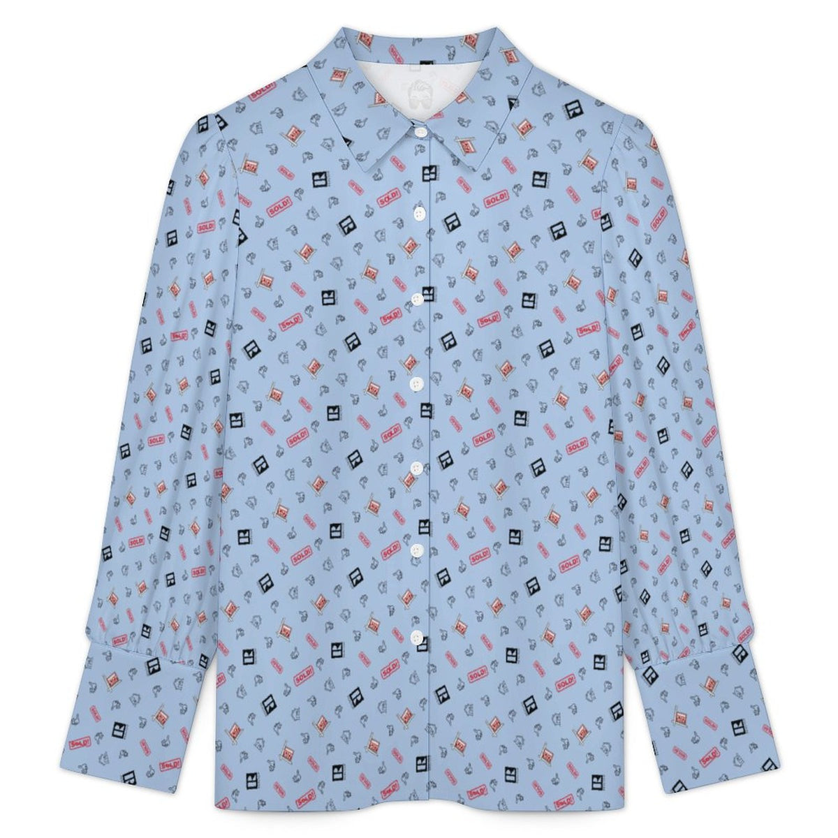 Women's REALTOR Satin Lantern Sleeve Realtor  Long Sleeve Blouse(All-Over Printing)