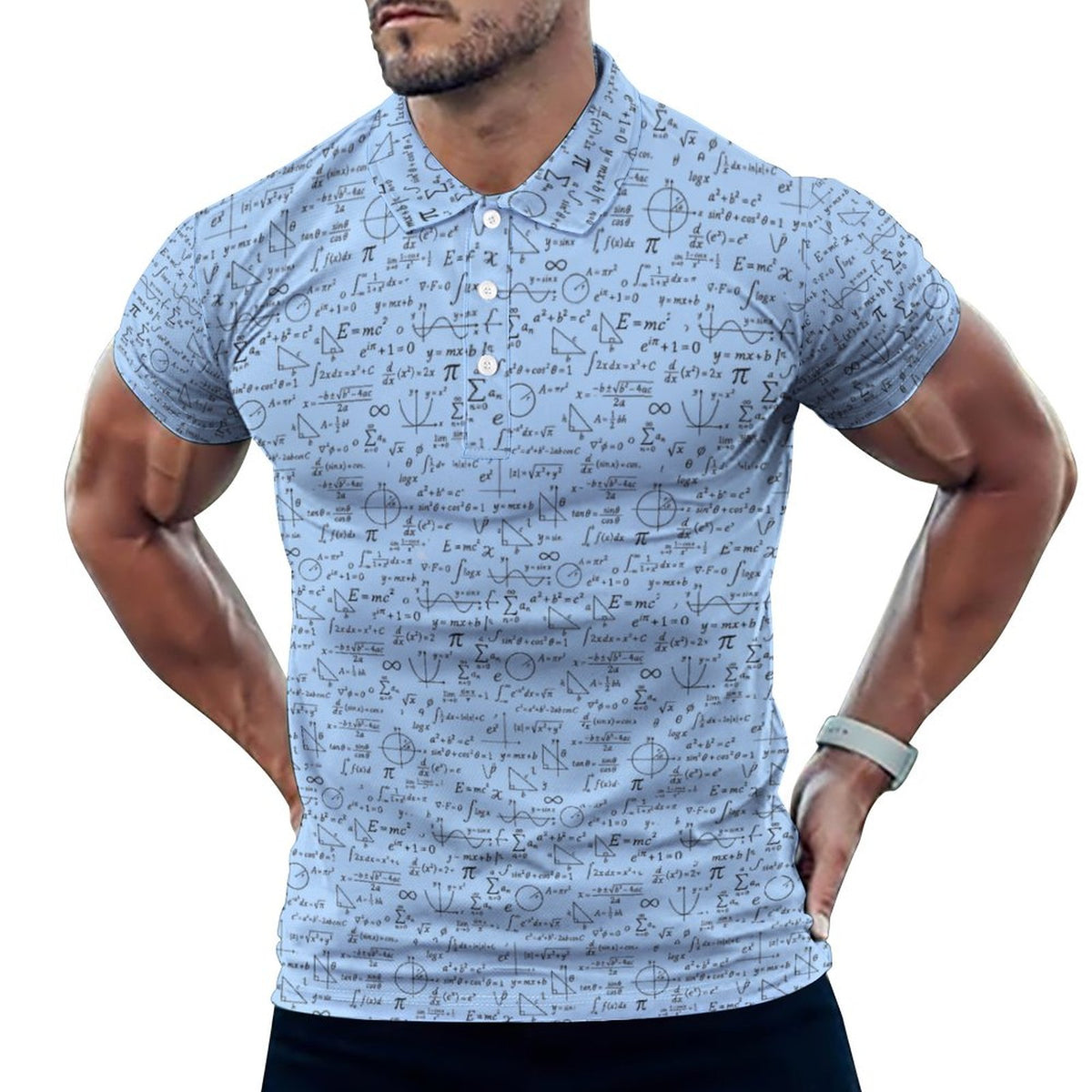 Baby Blue Math Nerd Men's Golf POLO Shirt(All-Over Printing)