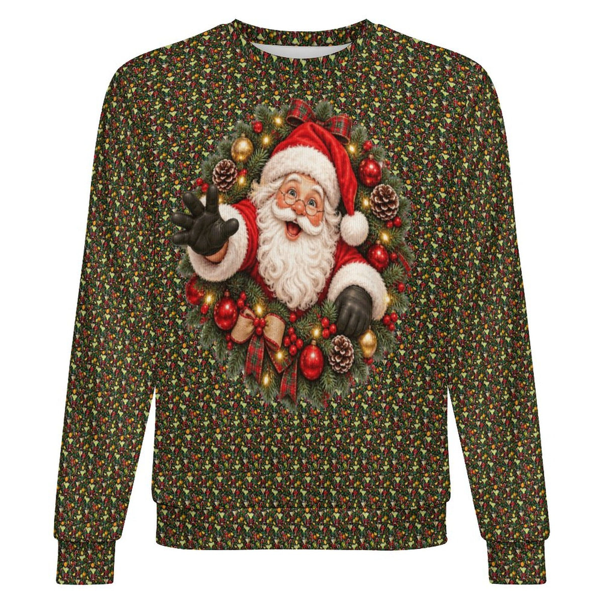 Old St. Nick Ugly Christmas Sweater Oversized Thick Pullover Sweater(All-Over Printing)
